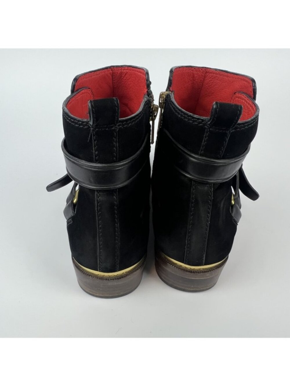 Coach Leoda Suede Ankle Boots Women’s 8.5 B – Black Zip Booties w/ Buckle - Picture 4 of 10